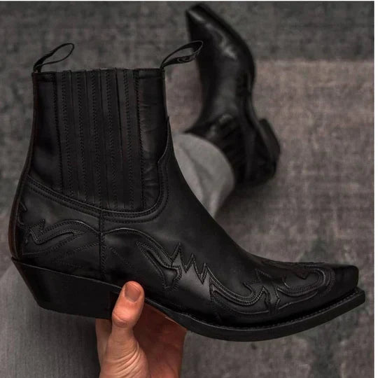 Carlo | Men’s Vintage Cowboy Boots With Decorative Stitching