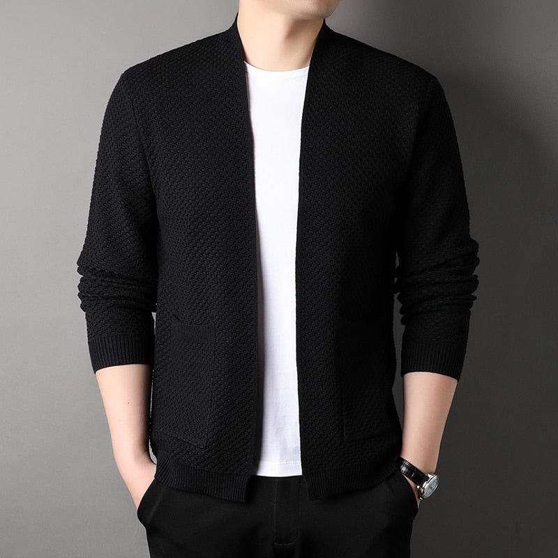Danny | Men's Open Front Textured Knit Cardigan