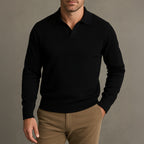 The Portofino Knitted Long Sleeve Polo Jumper for Men - Open Collar