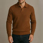 The Portofino Knitted Long Sleeve Polo Jumper for Men - Open Collar