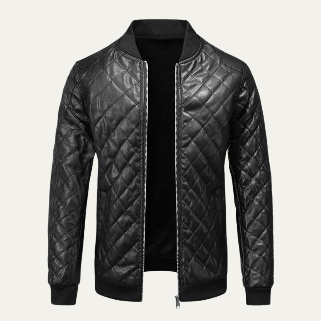The Colfosco Men’s Winter Quilted Leather Bomber Jacket