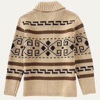 The Corvara Men’s Winter Shawl Collar Cardigan with Aztec Pattern
