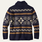 The Corvara Men’s Winter Shawl Collar Cardigan with Aztec Pattern