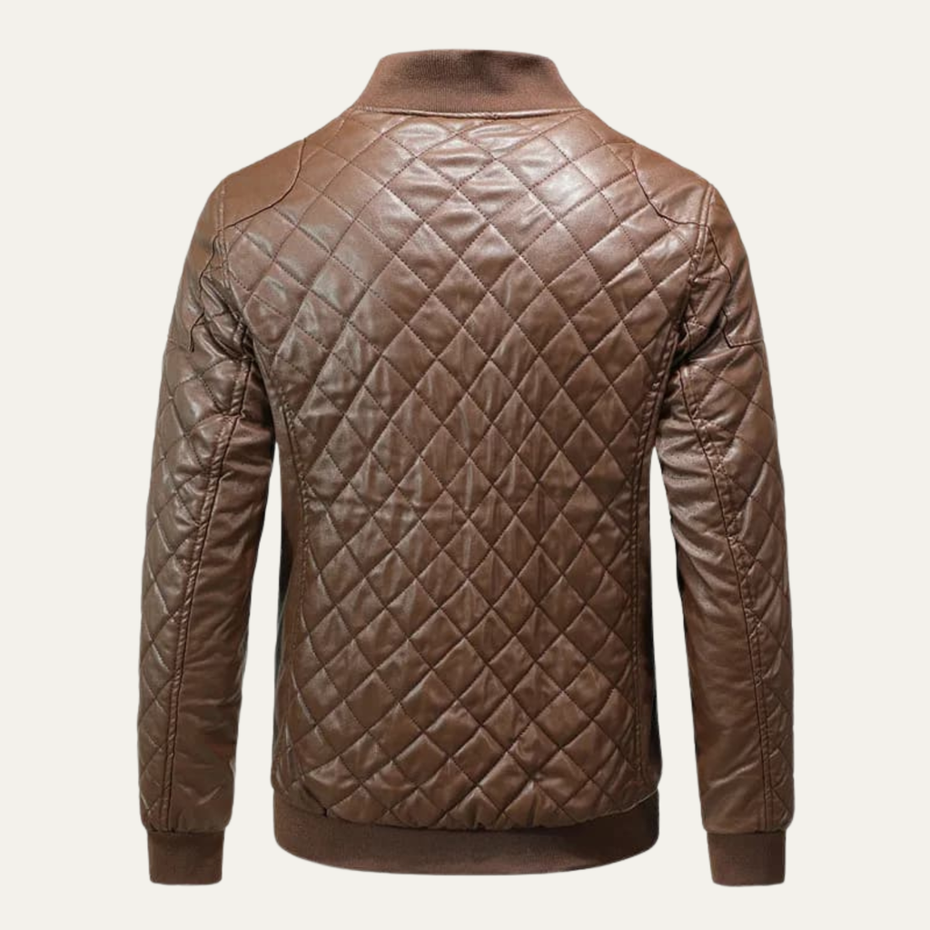 The Colfosco Men’s Winter Quilted Leather Bomber Jacket