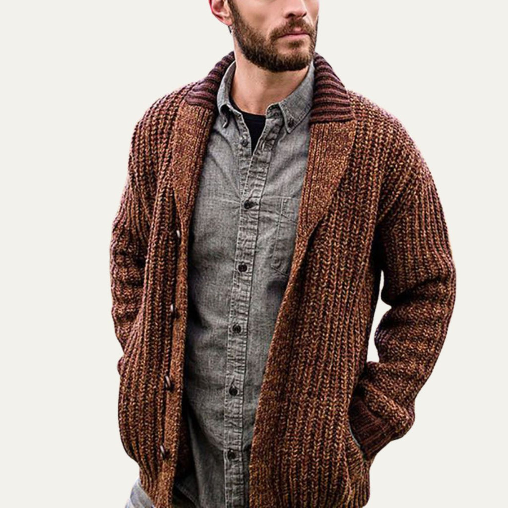 The Siracusa Men’s Chunky Knit Shawl Collar Cardigan