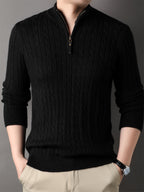 Carlo | Men's Ribbed Half Zip Knit Sweater
