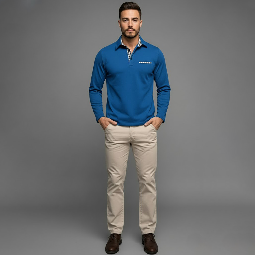 Ethan | Men's Long Sleeve Winter Polo Shirt