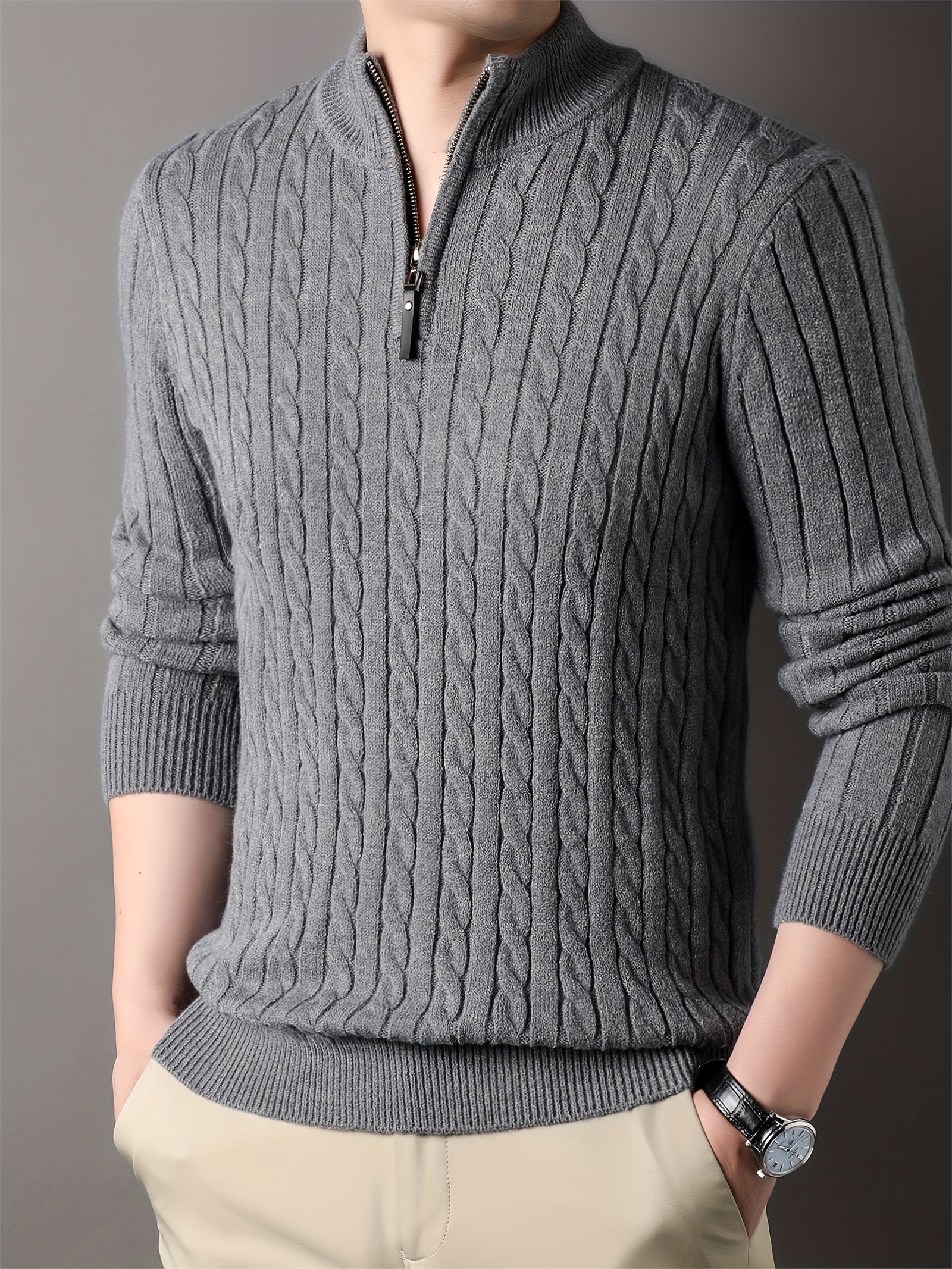 Carlo | Men's Ribbed Half Zip Knit Sweater