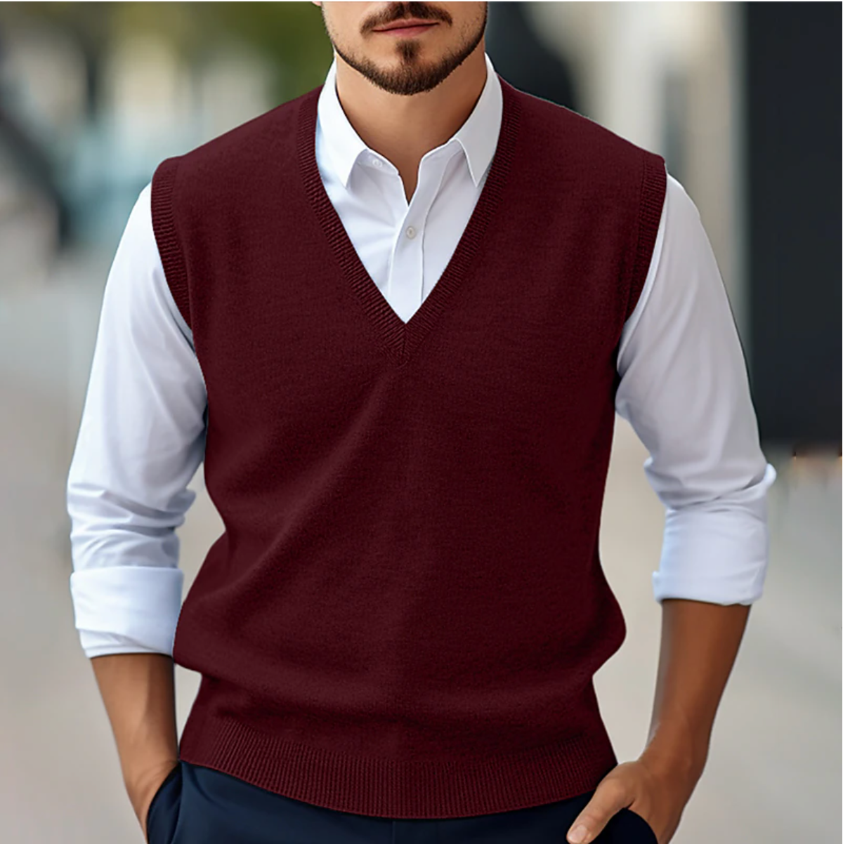 Adam | Men's V-Neck Office Wear Vest