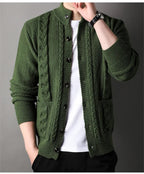 Men’s Cable Knit Winter Cardigan Merino Wool Shawl Collar