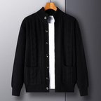 Men’s Cable Knit Winter Cardigan Merino Wool Shawl Collar