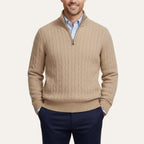 The St. Moritz Cable Knit Zipper Jumper for Men - Old Money Style