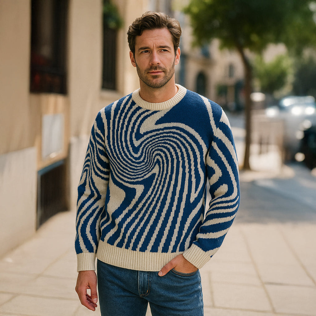 The Paris Men's Merino Wool Jumper - Premium Jacquard Knit
