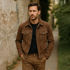 The Vintage Suede Cargo Jacket for Men — Lightweight Outdoor Style