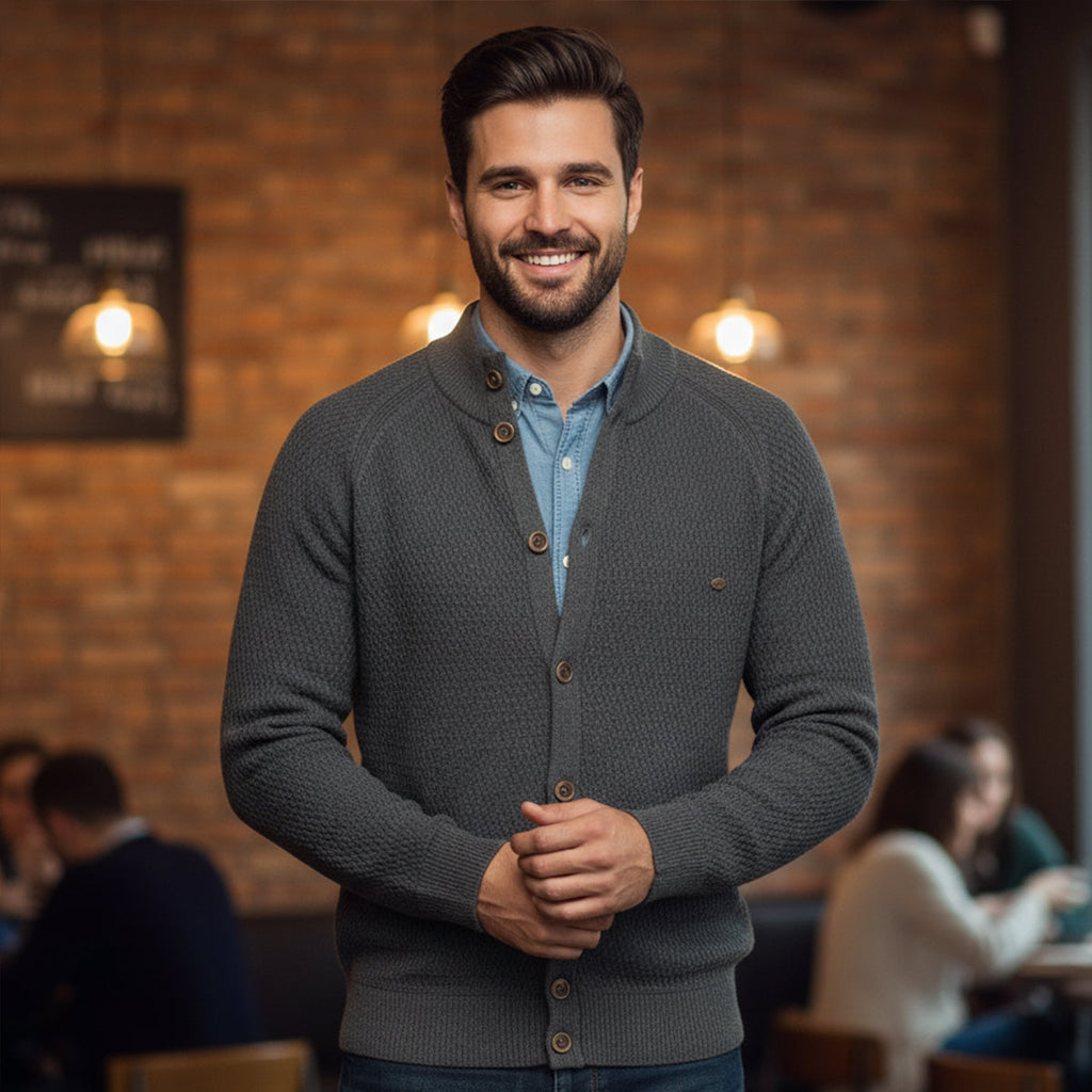 The Caernarfon Casual Button Up Knitted Men's Cardigan