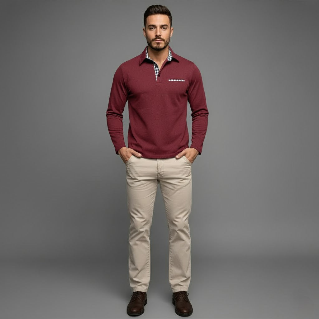 Ethan | Men's Long Sleeve Winter Polo Shirt