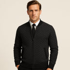 The Bibbona Knitted Diamond Pattern Zip Up Men’s Cardigan